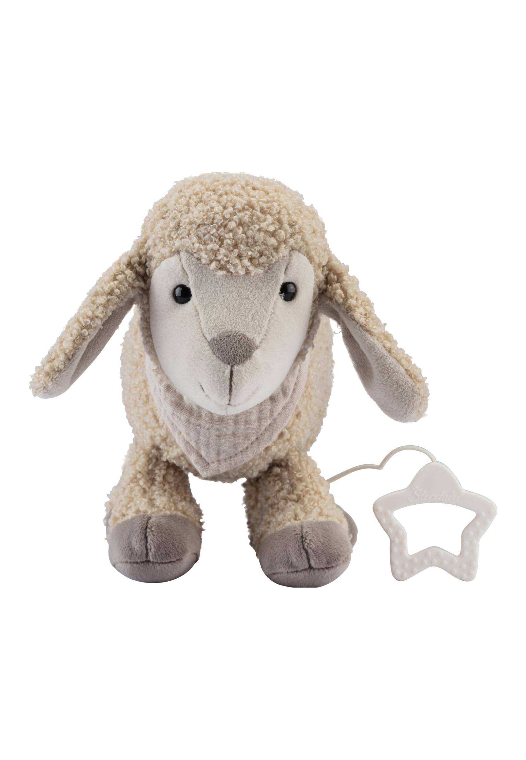 Sterntaler Spieluhr L Schaf Flocke - Kuscheltier waschbar mit herausnehmbarer Spieluhr, Schlaf Kindchen Schlaf - Einschlafhilfe, wirkt beruhigend zuhause & unterwegs, Sandfarben