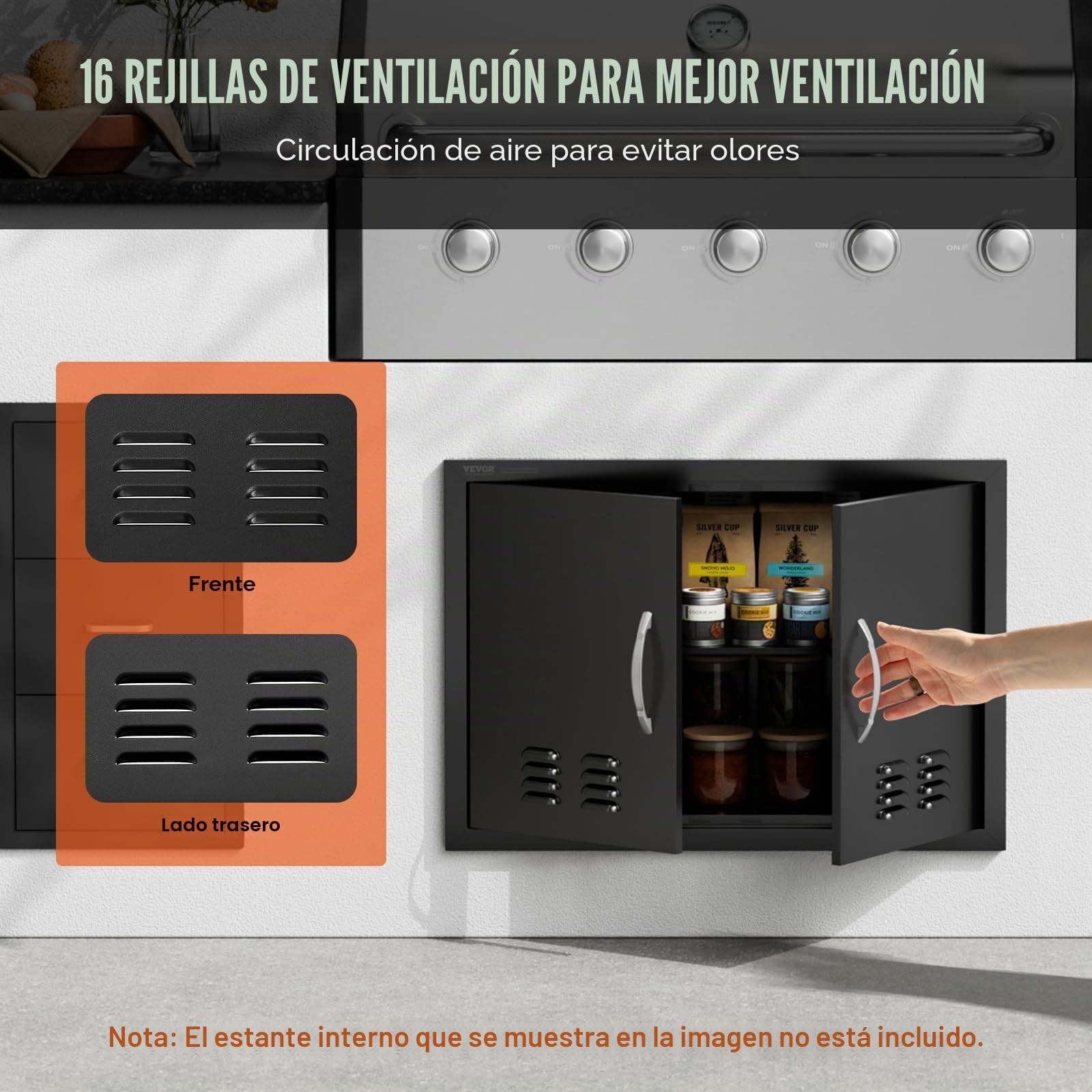 VEVOR Puerta de acceso para barbacoa, doble puerta de cocina de 30 pulgadas x 21 pulgadas, vertical con asas y ventilación, para isla de barbacoa, estación