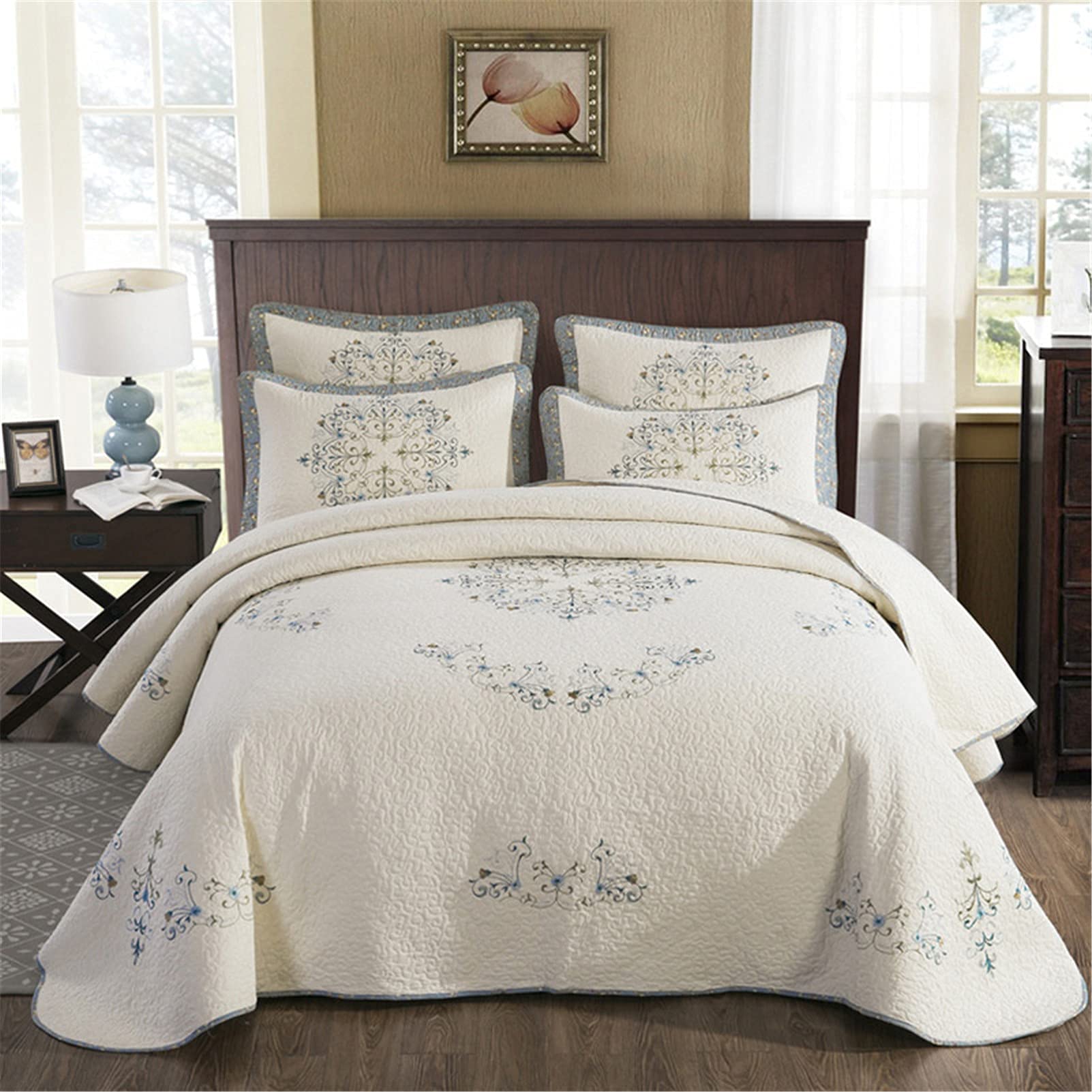 Parure de lit beige en coton 3 pièces 304x299 cm pour chambre parentale cosyle