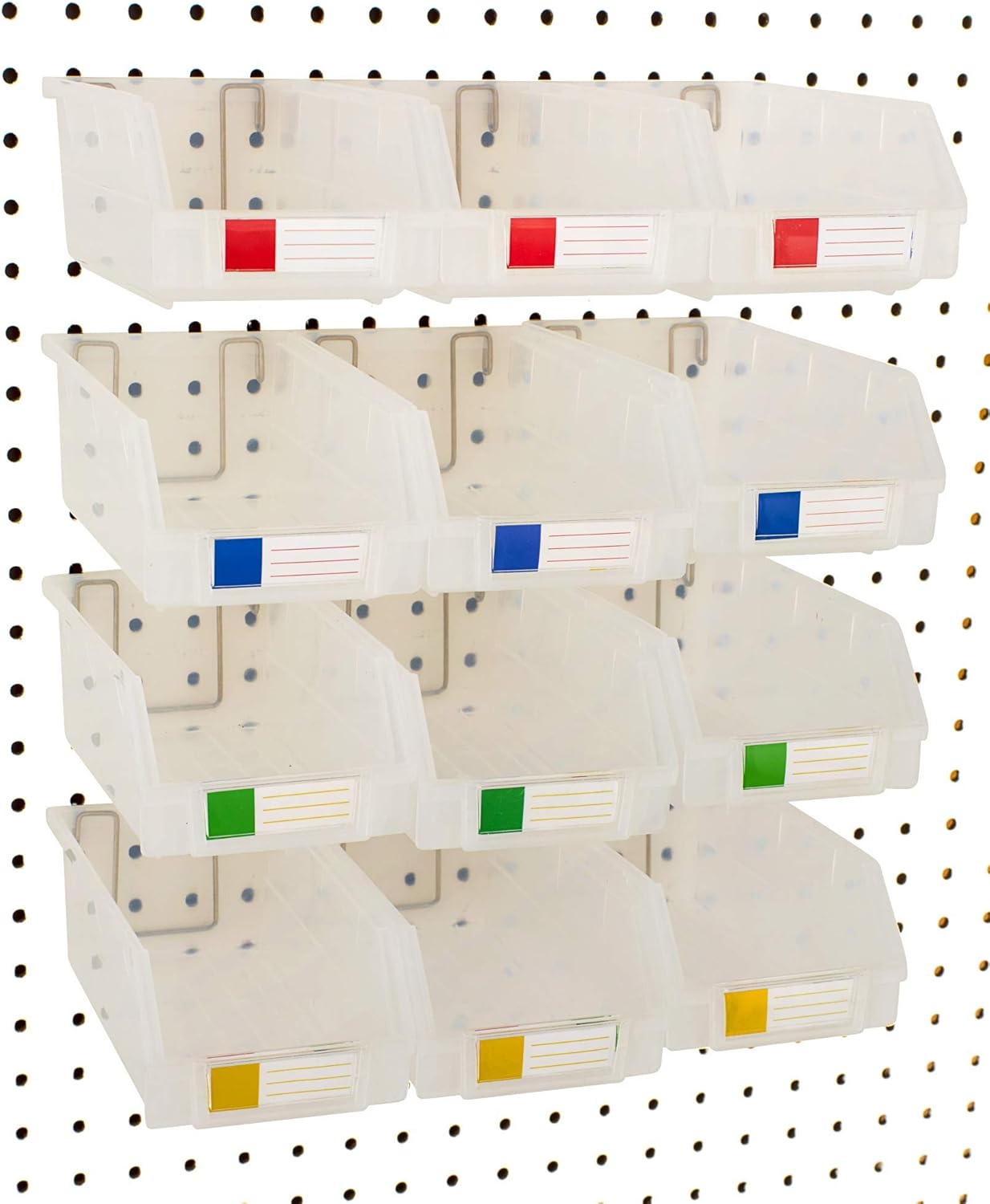 Right Arrange Pegboard Bins 12 Pack Clear Extra Large Hooks to Any