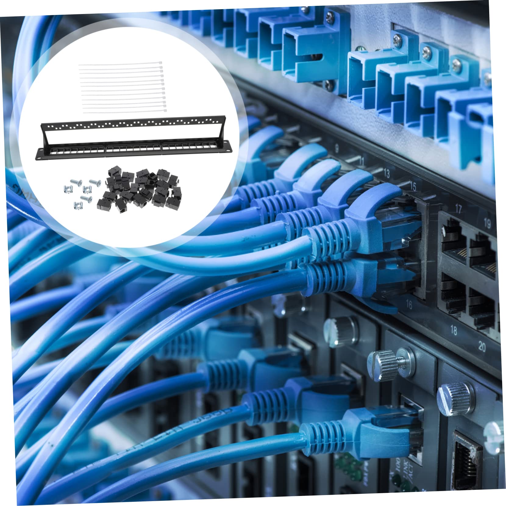 Panneau de Brassage Réseau Cat5e 24 Ports Noir en Plastique | Contacts Plaqués Or, Clamping Ferme et Fiable, pour Machine Room et Quartier