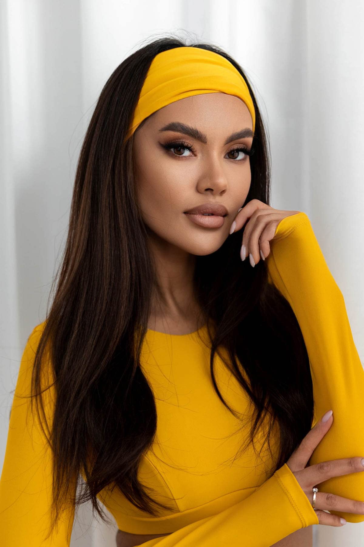 Headband Women's Wide Elastic Soft Hair Band Headband Banda Nero Black (Yellow, One-size-fits-all) - Image 2