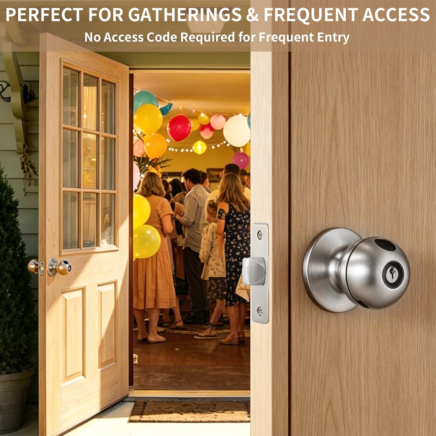 Fingerprint Door Lock, Biometric Smart Door Knob with Fingerprint Lock Stainless Steel with APP Control & Back-up Keys, Great for Bedroom, Home, Apartment, Office and Garages, Nickel Finish
