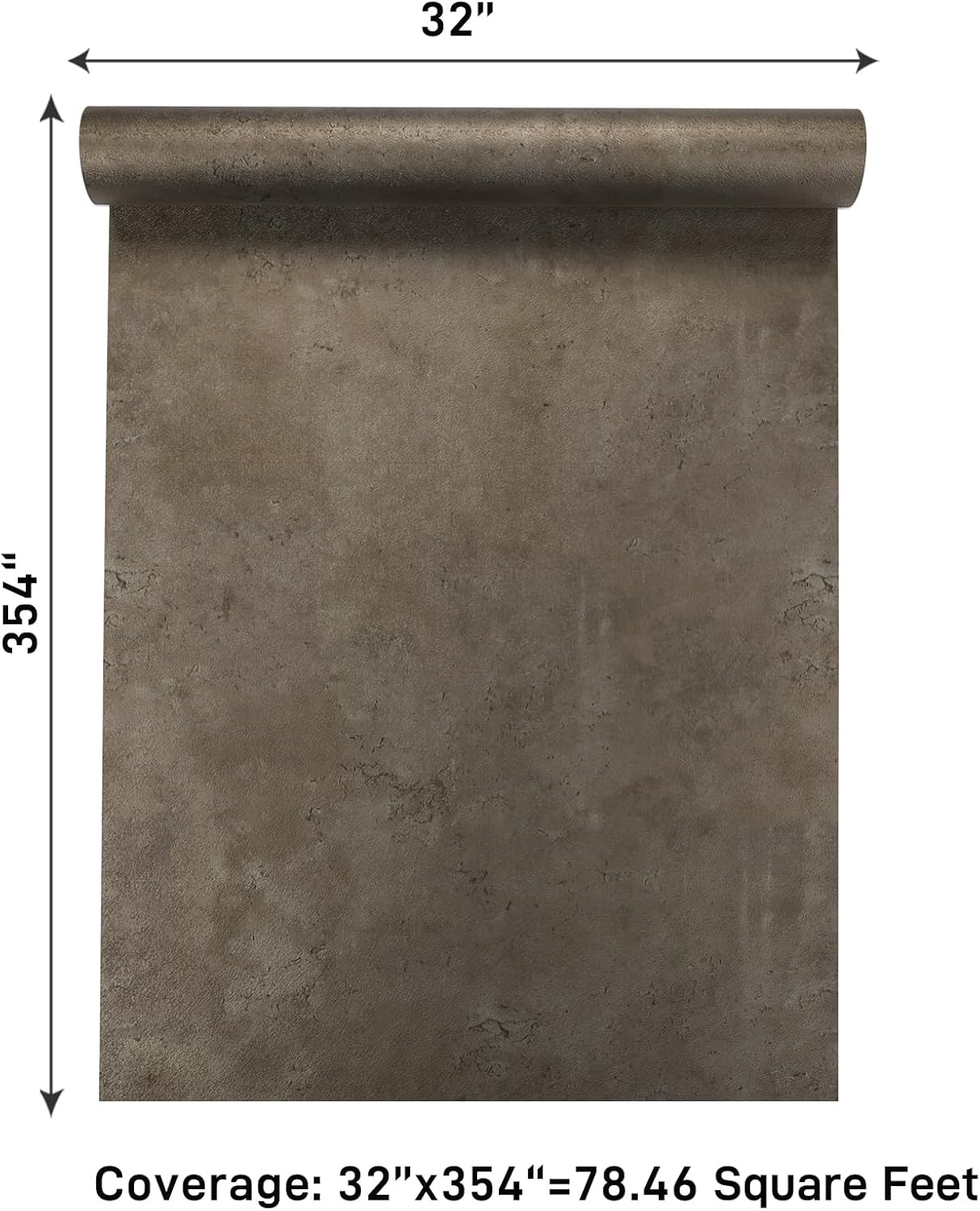 VaryPaper 32''x354'' Large Size Metallic Brown Concrete Wallpaper Peel and Stick Concrete Contact Paper for Walls Removable Self Stick Vinyl Wall Paper Waterproof Cement Wallpaper for Bedroom Bathroom