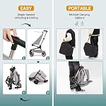 Lightweight Baby Travel Stroller, 8.4 Lbs Compact Airplane Friendly Stroller, One-Hand Quick Fold Design, Breathable Fabric with UPF 50+ Sun Canopy, Overhead Bin Compatible Portable Car for Infants & Toddlers,Grey