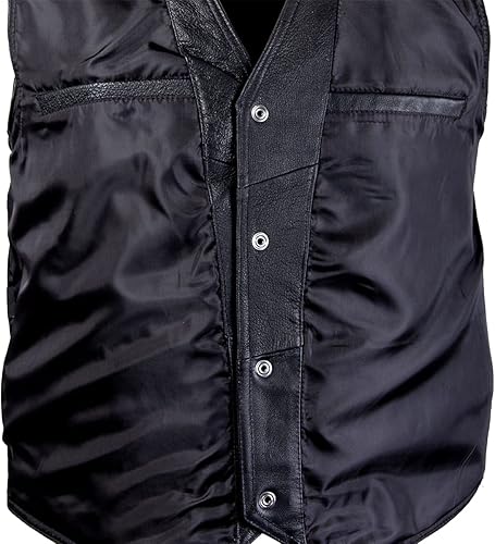 Miniatura 4 de Xelement HSVT 210 Hustler - Chaleco de cuero para motocicleta con la bandera de Estados Unidos para hombre, Freedom is Not Free