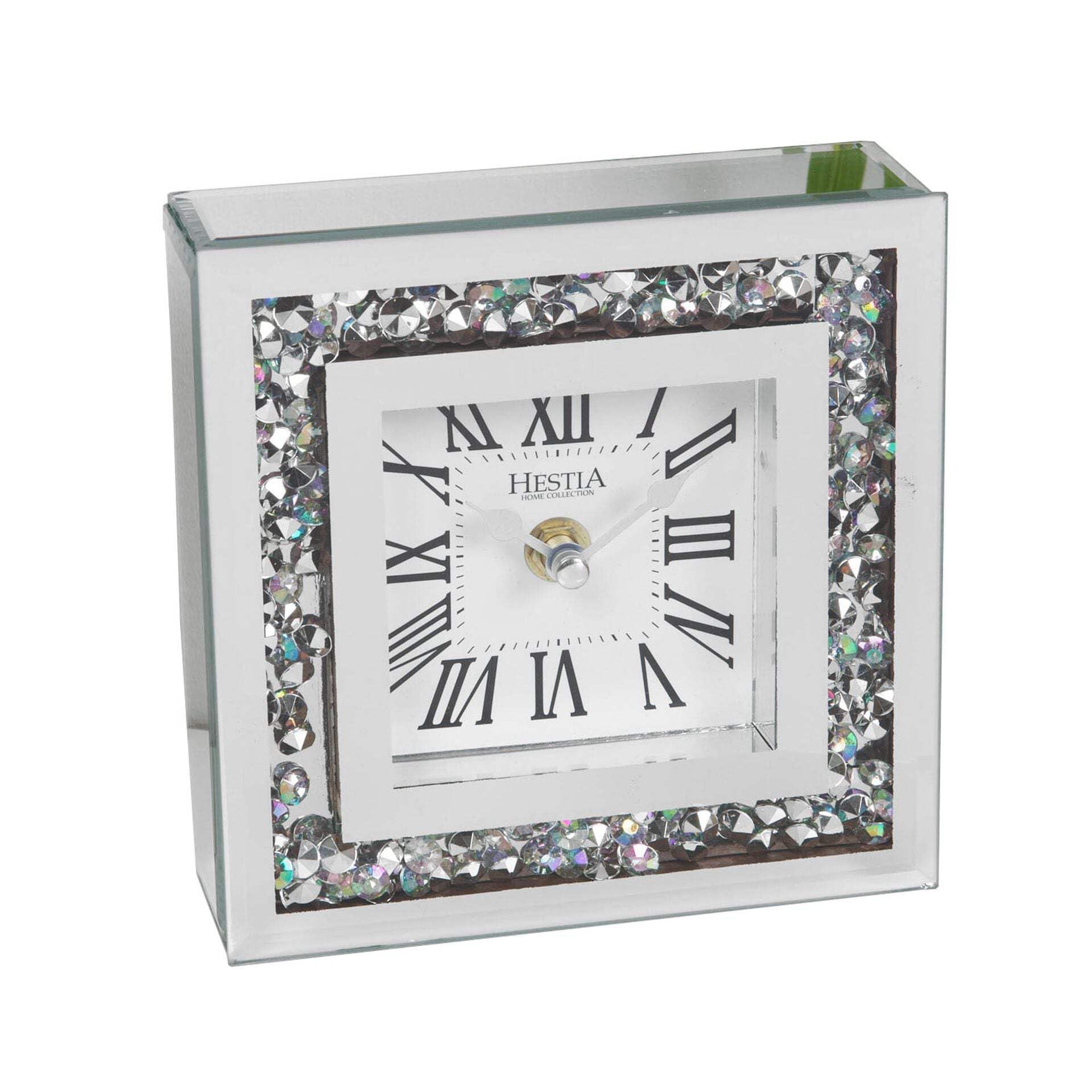 Widdop and Co Hestia Crystal Border Mantel Clock 15cm