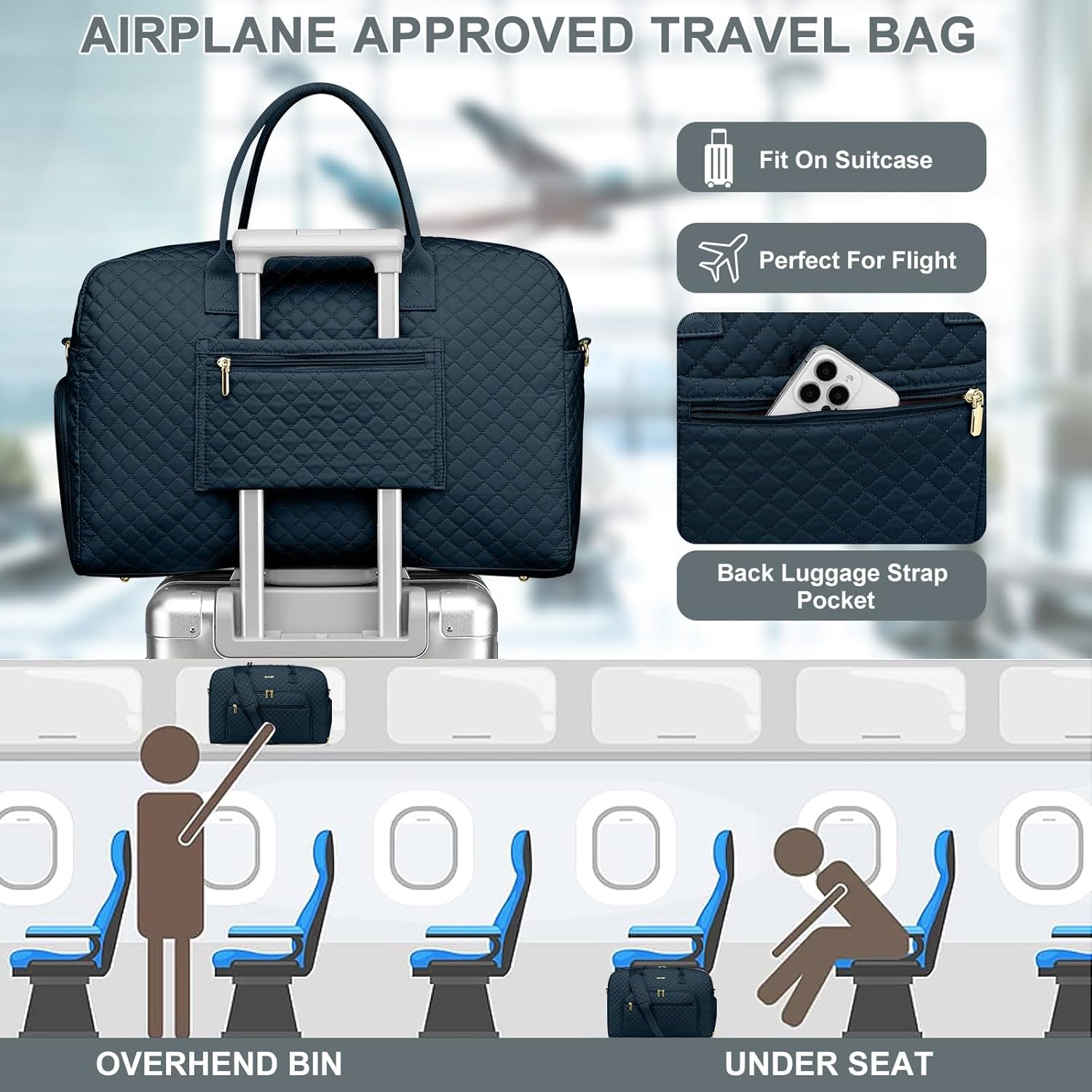 Travel Duffle Weekender Bags for Women - Weekend Bag Women with Shoe Compartment Carry On Overnight Bag with Toiletry Bag Duffel Bags Wet Pocket for Gym Hospital Bags for Labor and Delivery - Image 6