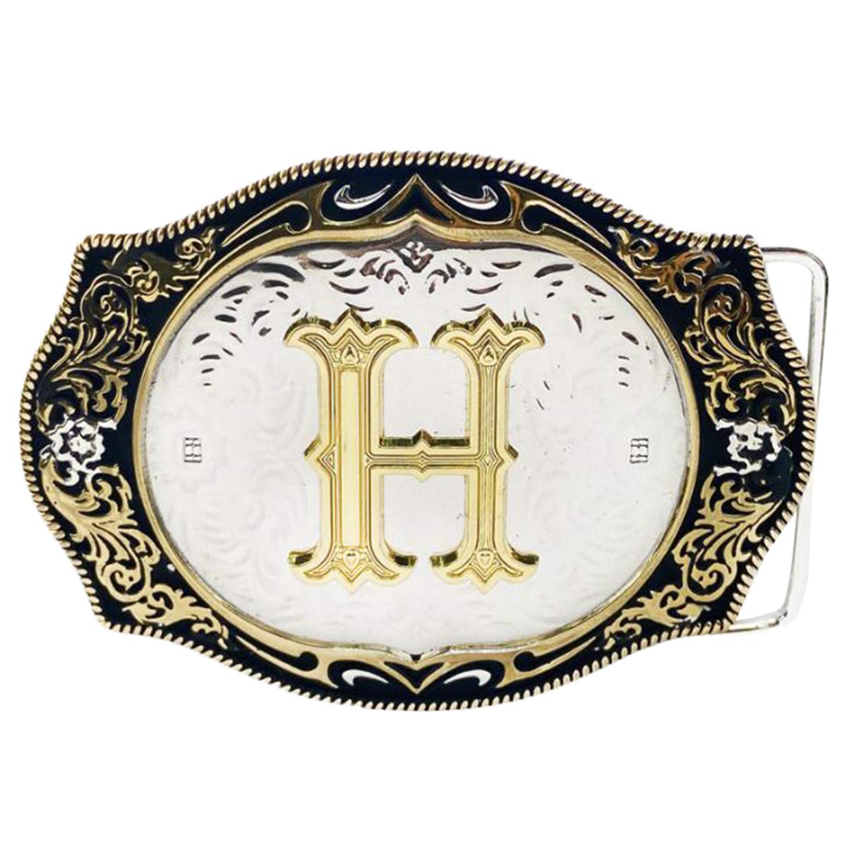 Daisybaby Man's Western Belt Buckle Cowboy Metal Initial Letter Belt Buckle for Men and Women H