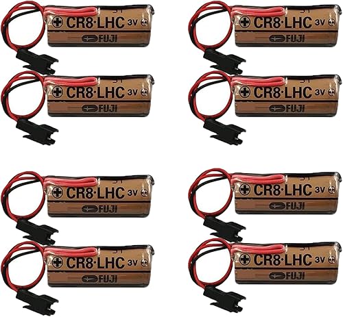 8 Pack CR8.LHC Battery 3V 2600mAh Non-Rechargeable Battery Replacement for Fuji FDK CR8.LHC 17450 with Black Plug