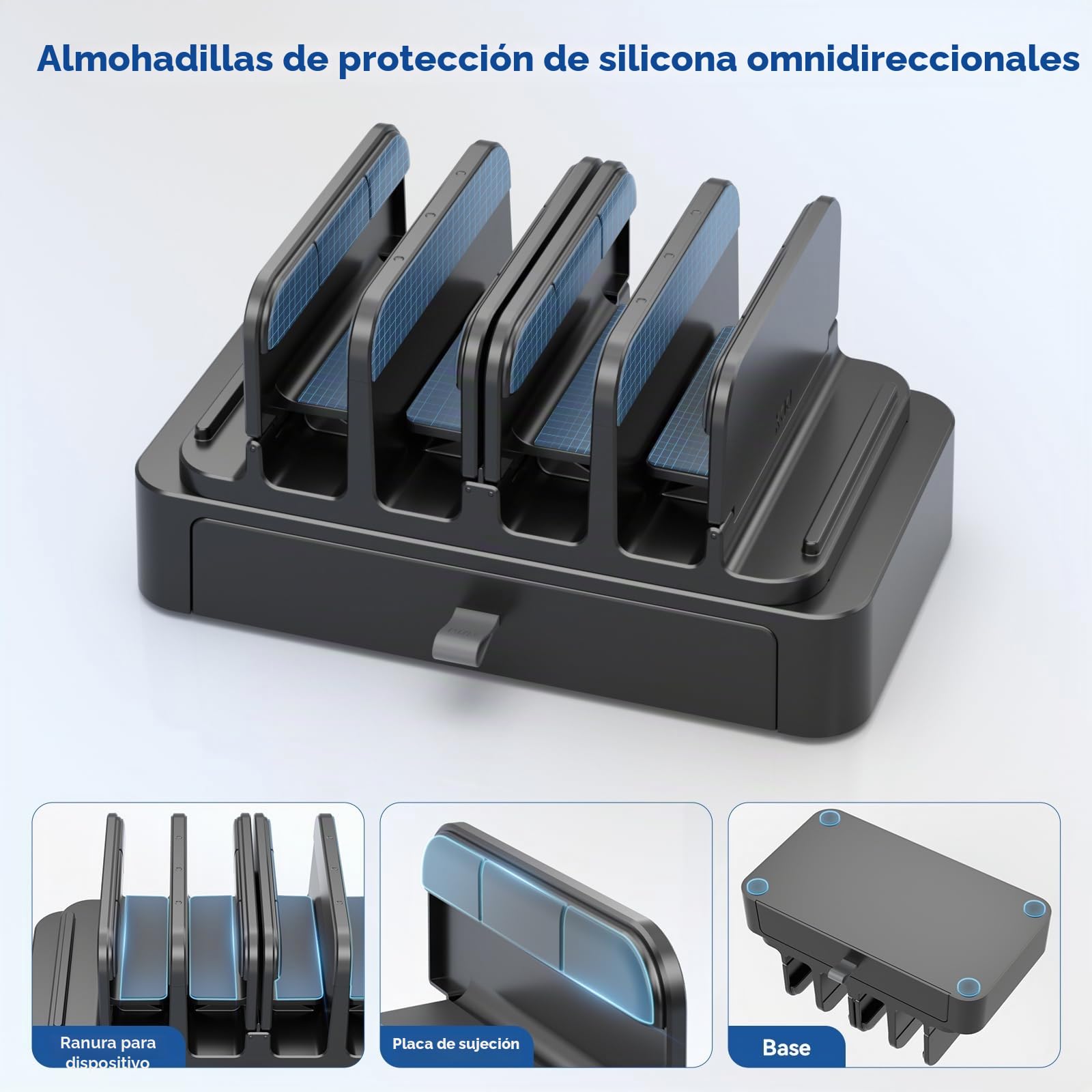 KDD Soporte Portatil Vertical con Cajón - Soporte Portatil Mesa Que Ahorra Espacio - Laptop Stand con Bloqueo por Gravedad para MacBook/DELL/HP/Chromebook/Surface Pro/Tabletas/Movil/Switch/Teclados