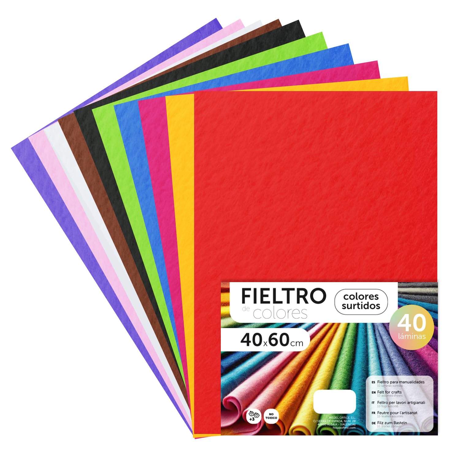 Fieltro para Manualidades, Fieltro de Colores, Suave y Flexible, Material para Costura, Telas Patchwork, Ideal para proyectos DIY, artesanía o decoración, 20x30cm - m-office (rojo, 10 uds) — view 186