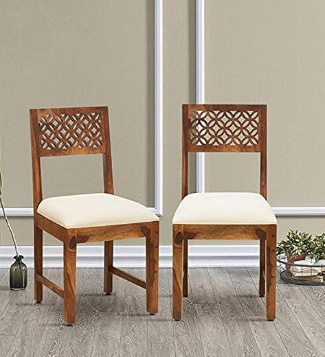 COMBAT FURNITURE Sheesham Wood CNC Design Dining Chairs Set of 2 for Dining Room Furniture || Wooden Chairs Set of 2 with 