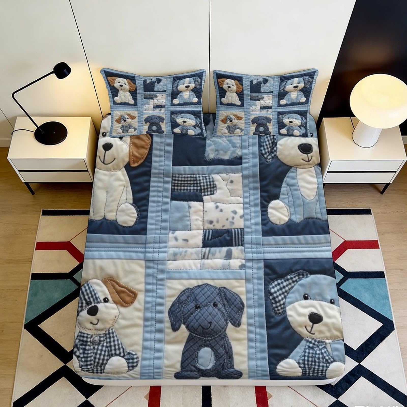 Uynsixtme Style-6 3D Printed Cute Dogs Fitted Sheet Microfiber Deep Pocket Full Wrap Bed Set Washable Dogs Mattress Fitted Cover For Bedroom 140X200x25cm