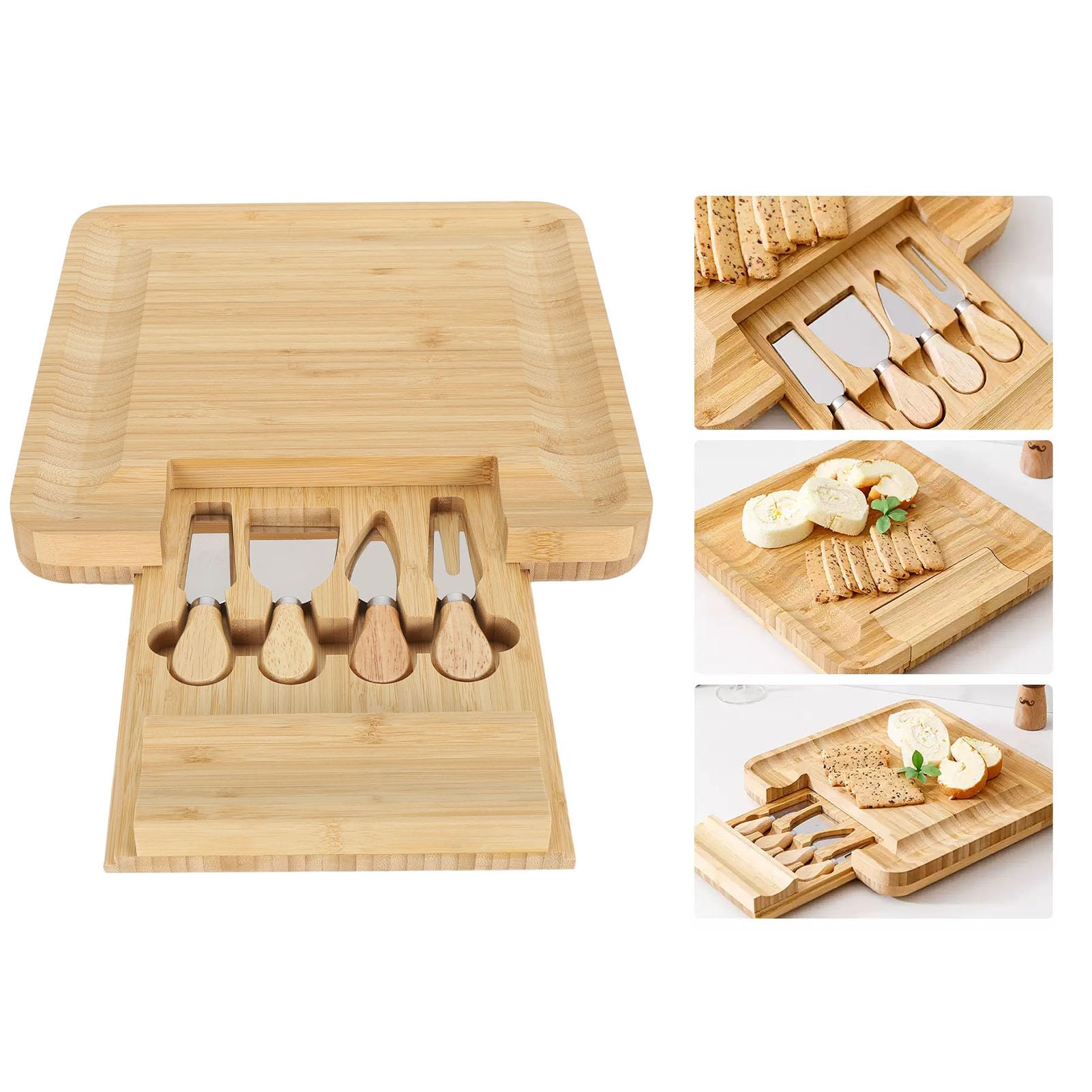 Yosoo Health Gear Käsebrett, Käseplatte aus Holz mit Hochharter Oberfläche, Multifunktionales Käse-Fleisch-Tablett für die Küche zu Hause, Zum Servieren von Brot, Obst und Schneiden (Normaler Stil)
