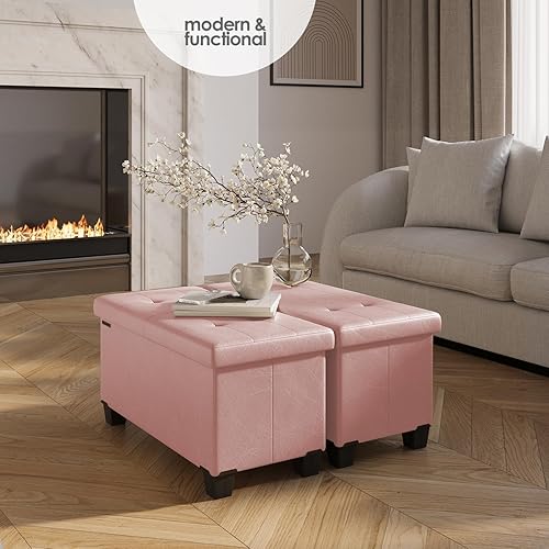 Miniatura 407 de Otomana plegable para dormitorio o sala de estar, con contenedores de almacenamiento, reposapiés para el extremo de la cama, soporta hasta 660 lb,