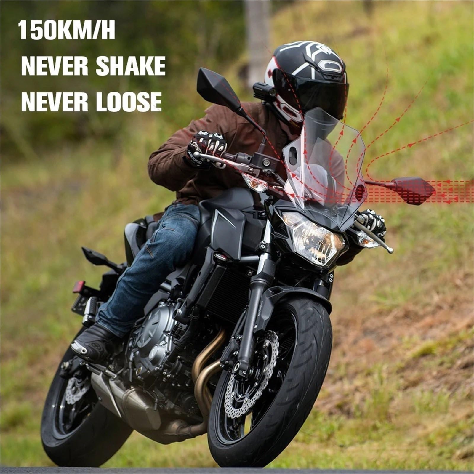 powietrzadeflektor Pasuje do YAMAHA MT09 MT07 R1 R3 CMX300 CMX 500 R1200RS CBF500 Deflektory Szyba przednia Motocyklowa Uniwersalna Deflektor motocykla(Transparent Gray)