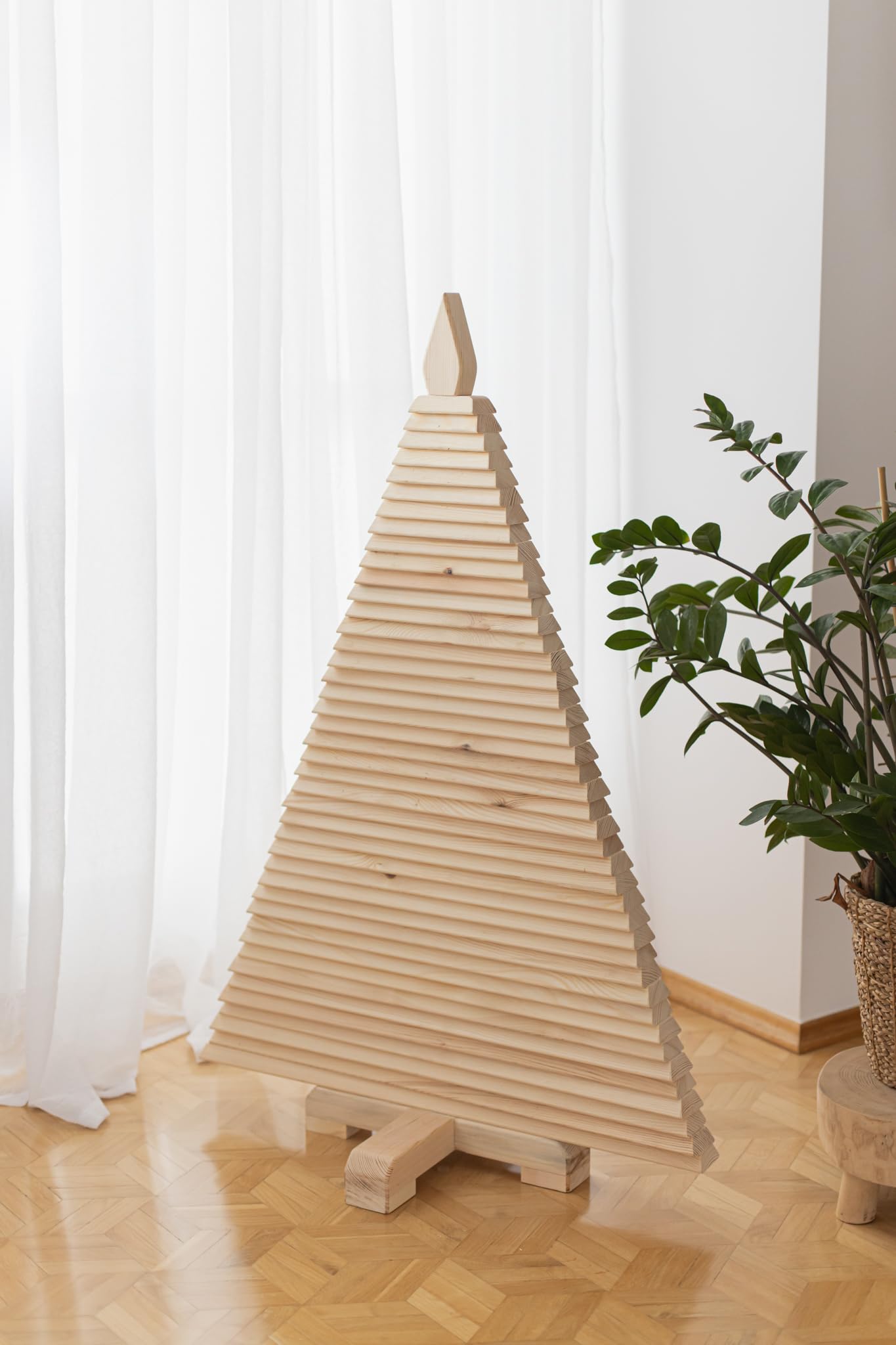 Weihnachtsbaum aus Holz, Minimaler Baum für Weihnachten, Öko-Weihnachtsbaum für kleine Räume, Weihnachtsdekoration für zu Hause 114 cm