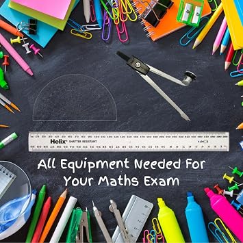 GCSE Complete Exam Stationery Bundle Set Bundled With Bic Pens, Geometry Set & Clear Exam Pencil Case Back To School Kit