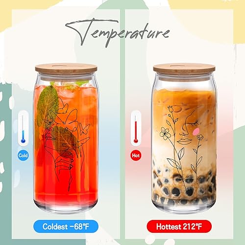 Miniatura 4 de Norme 2 vasos de vidrio con tapas de bambú y pajita, lata de cerveza, café helado, tarro de vidrio Mason para dama de honor, regalos de dama de