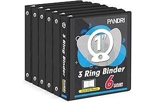 One Inch Black 3 Ring Binder (6-Pack)