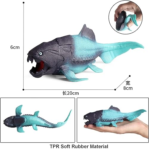 Miniatura 3 de FLORMOON Figuras de animales 1 pieza de goma elástica realista Dunkleosteus modelo de acción, juguetes de alivio del estrés para proyectos de