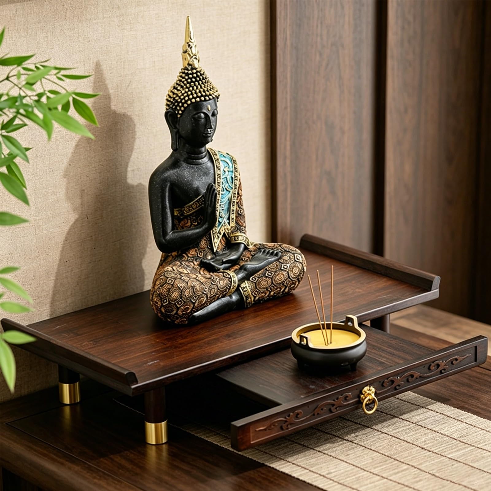Autel bouddhiste temple de méditation domestique pour statue Bouddha