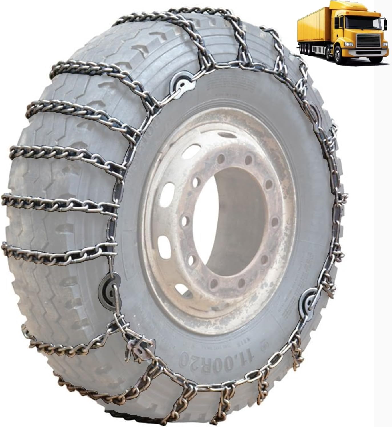 9mm Set of 2 Heavy Duty Snow Chains for Suvs and Cars Skid Traction Chains High Strength Manganese Emergency Use for Tire Reliable in Icy road 10.00-20 2pcs 315/80R22.5