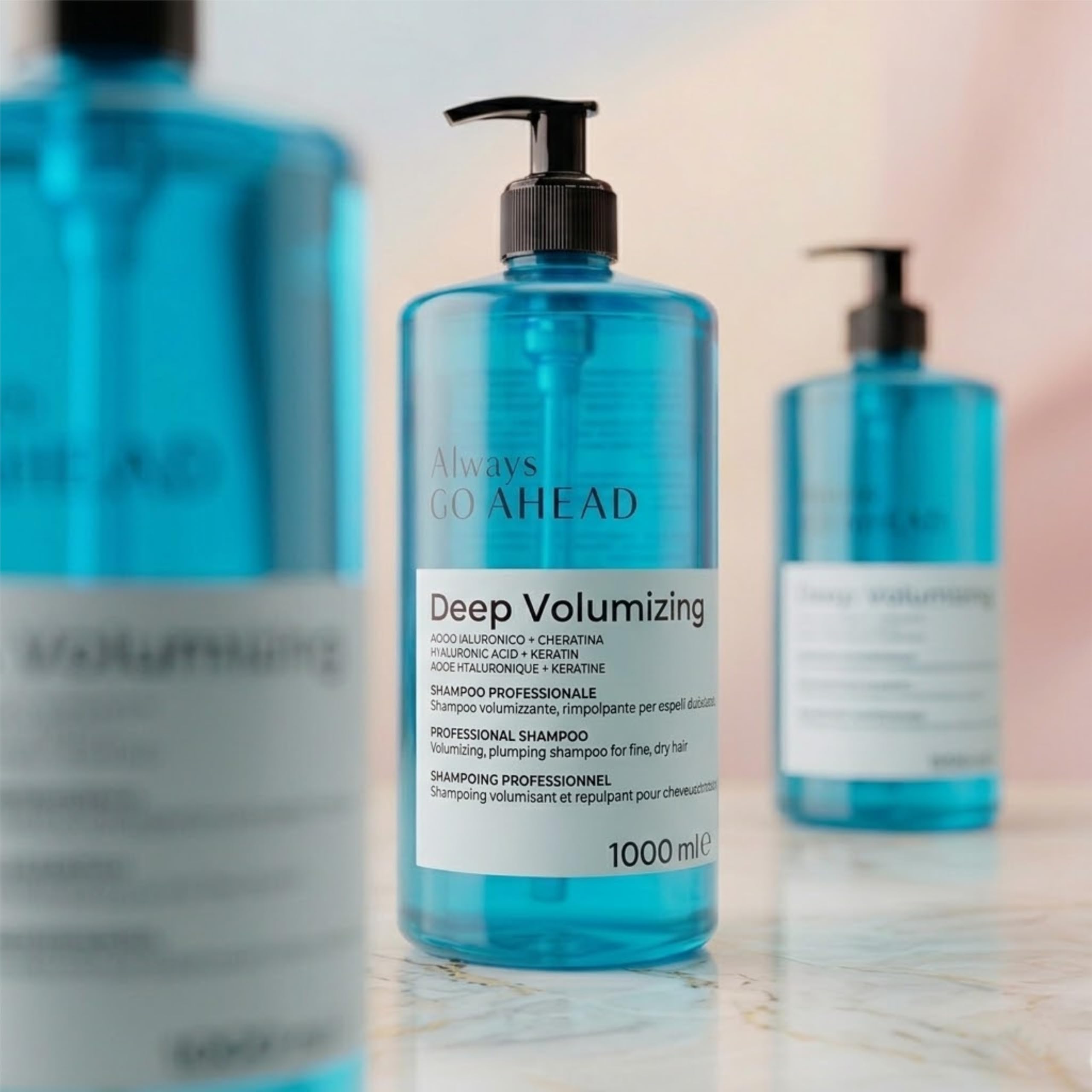 Always Go Ahead Deep Volumizing Zestaw do włosów cienkich i odwodnionych | Szampon 1000 ml, maska 1000 ml, serum 100 ml, kwas hialuronowy i keratyna, profesjonalny zestaw