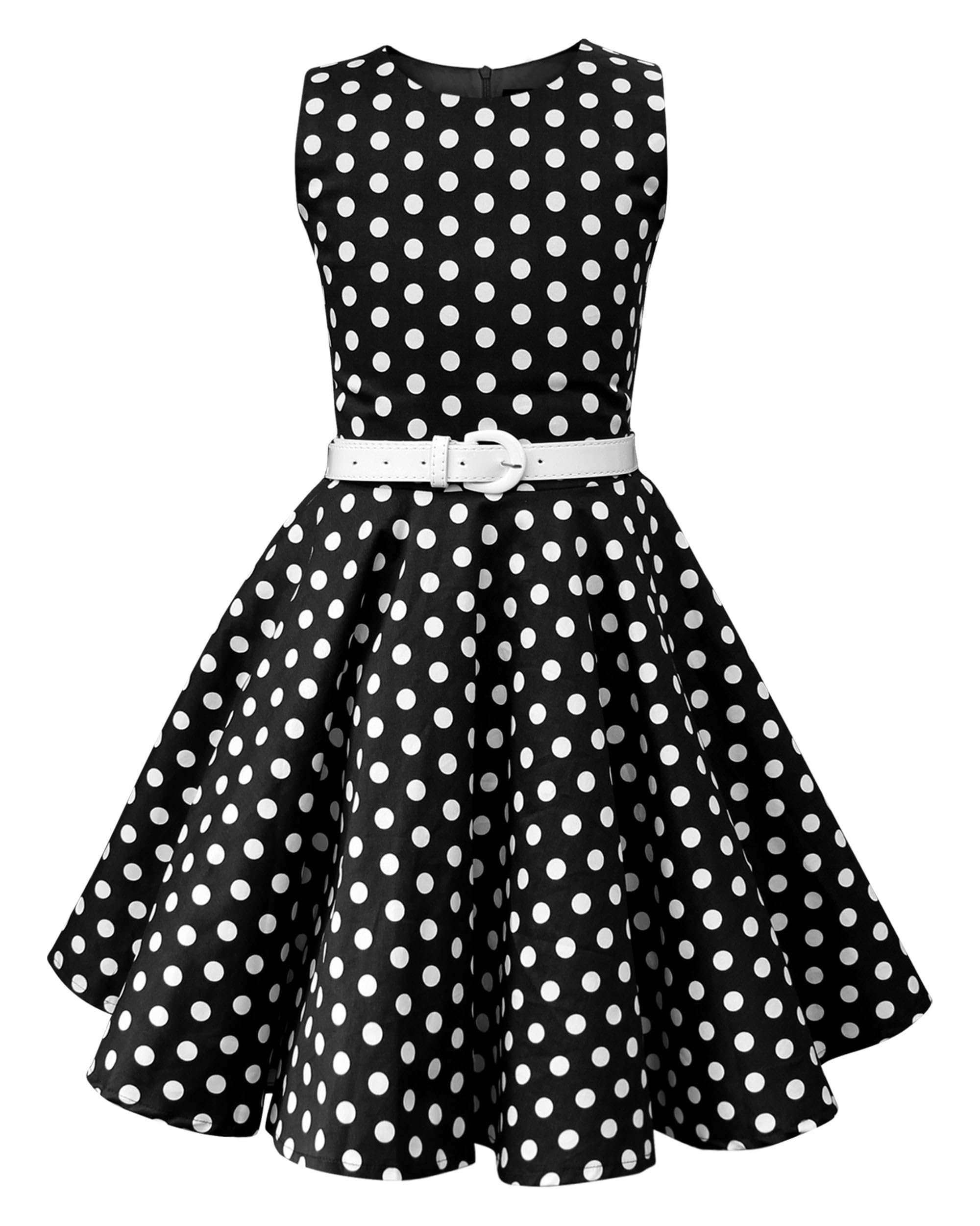 BlackButterfly Girls Audrey Dress, Black Polka Dot, 9-10 Years