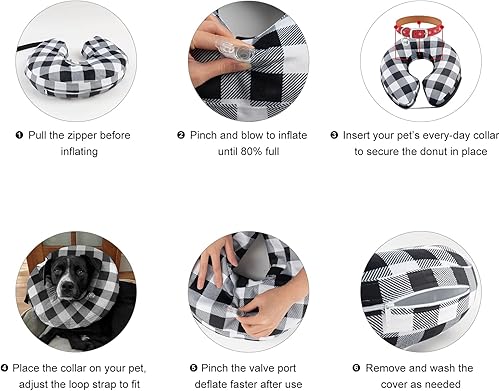 Miniatura 7 de CuteBone Collar inflable para perro con fundas de forro polar suave extraíbles para perros y gatos pequeños, medianos y grandes, después de la