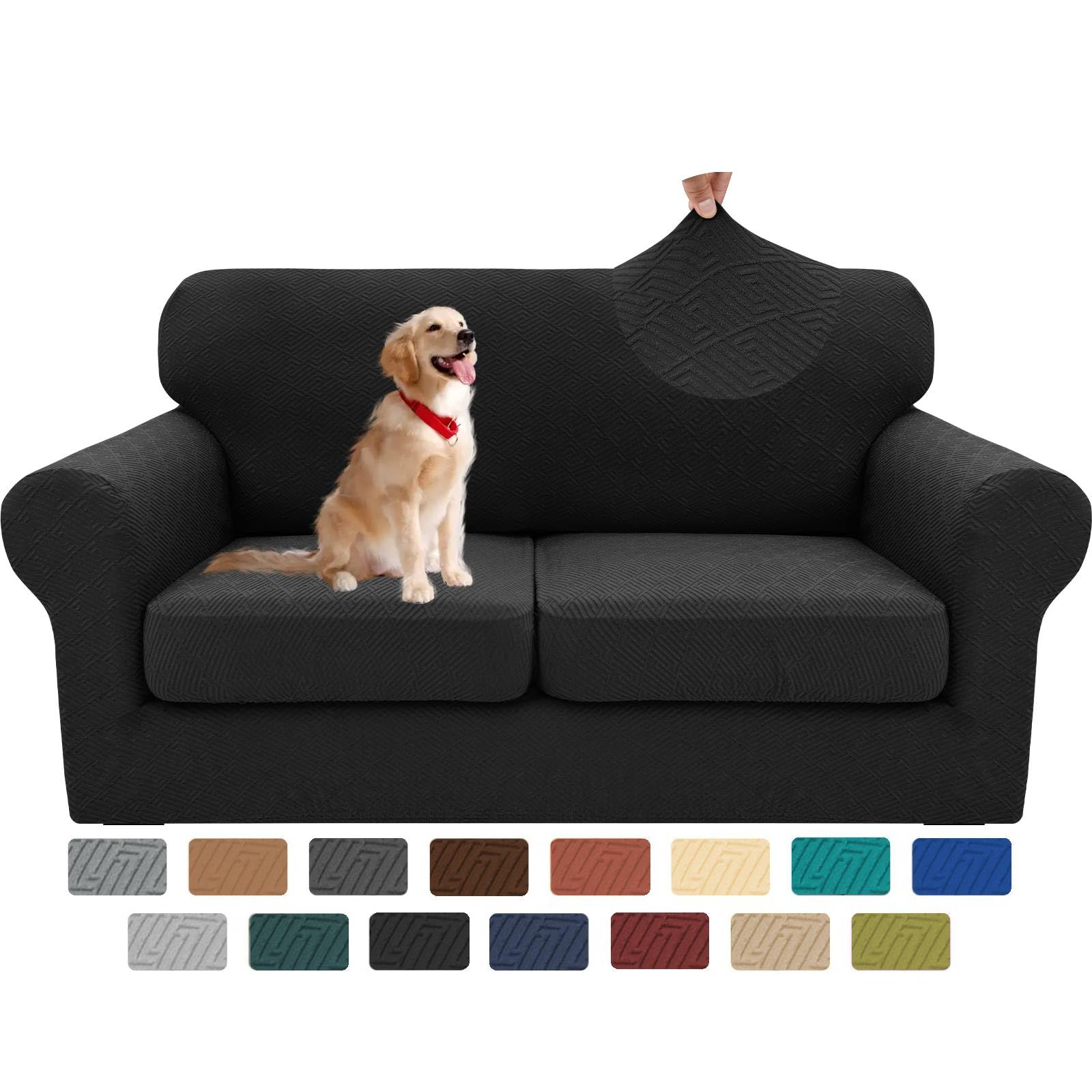 XINEAGE 2026 New 3 Pieces Couch Covers for 2 Cushion Sofa Super Stretch Loveseat Slipcover Pet Dog Universal Slip Cover Anti Slip Love Seat Furniture
