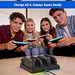 4-in-1 Magnetic Charging Dock Compatible with Switch 2 Controllers – Fast USB-C Charger with LED Indicators, Wall-Mountable Compact Charging Station