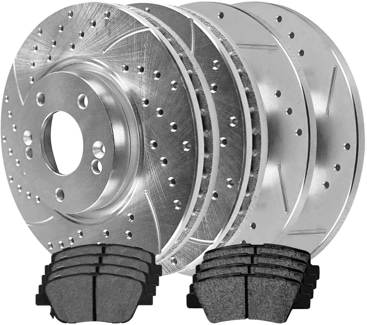 AutoShack Front and Rear Drilled and Slotted Brake Kit