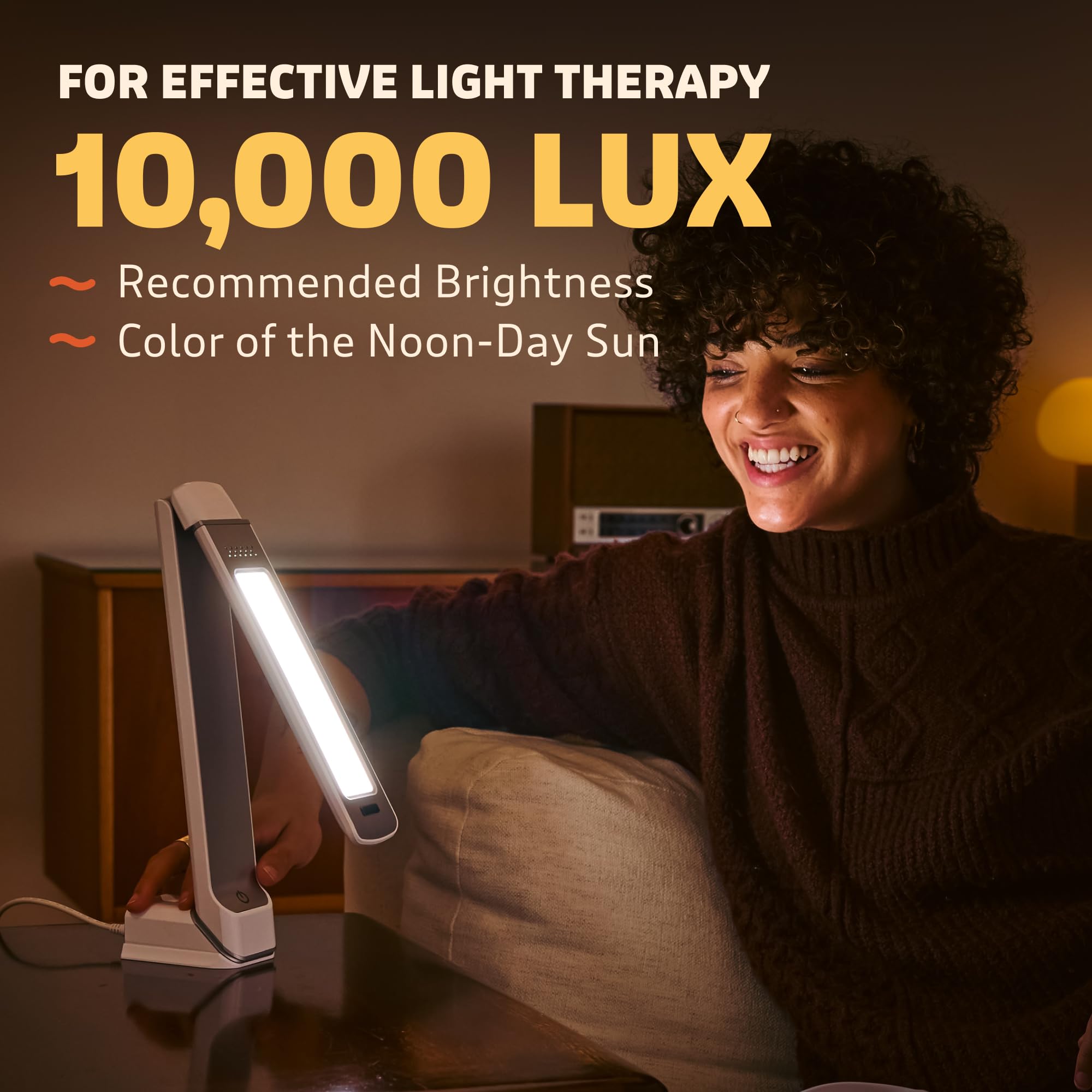 Circadian Optics Lampa do terapii światłem. Lampy LED Happy Mood bez UV do sezonowych zmian światła słonecznego. Światła słoneczne o pełnym spektrum do pracy w domu. Lumos (biała)
