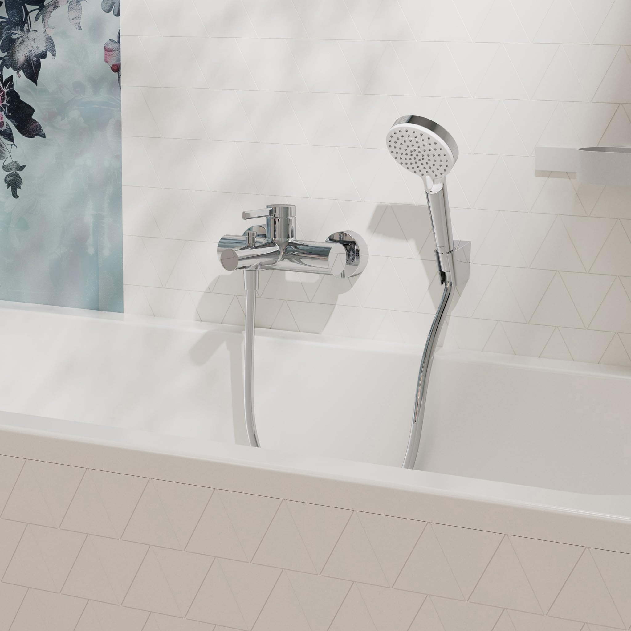 hansgrohe Zesis S - jednouchwytowy kran wannowybateria wannowa natynkowy do 2 odbiorników, armatura łazienkowa z długością wylewki 17,5 cm, chrom, 75445140