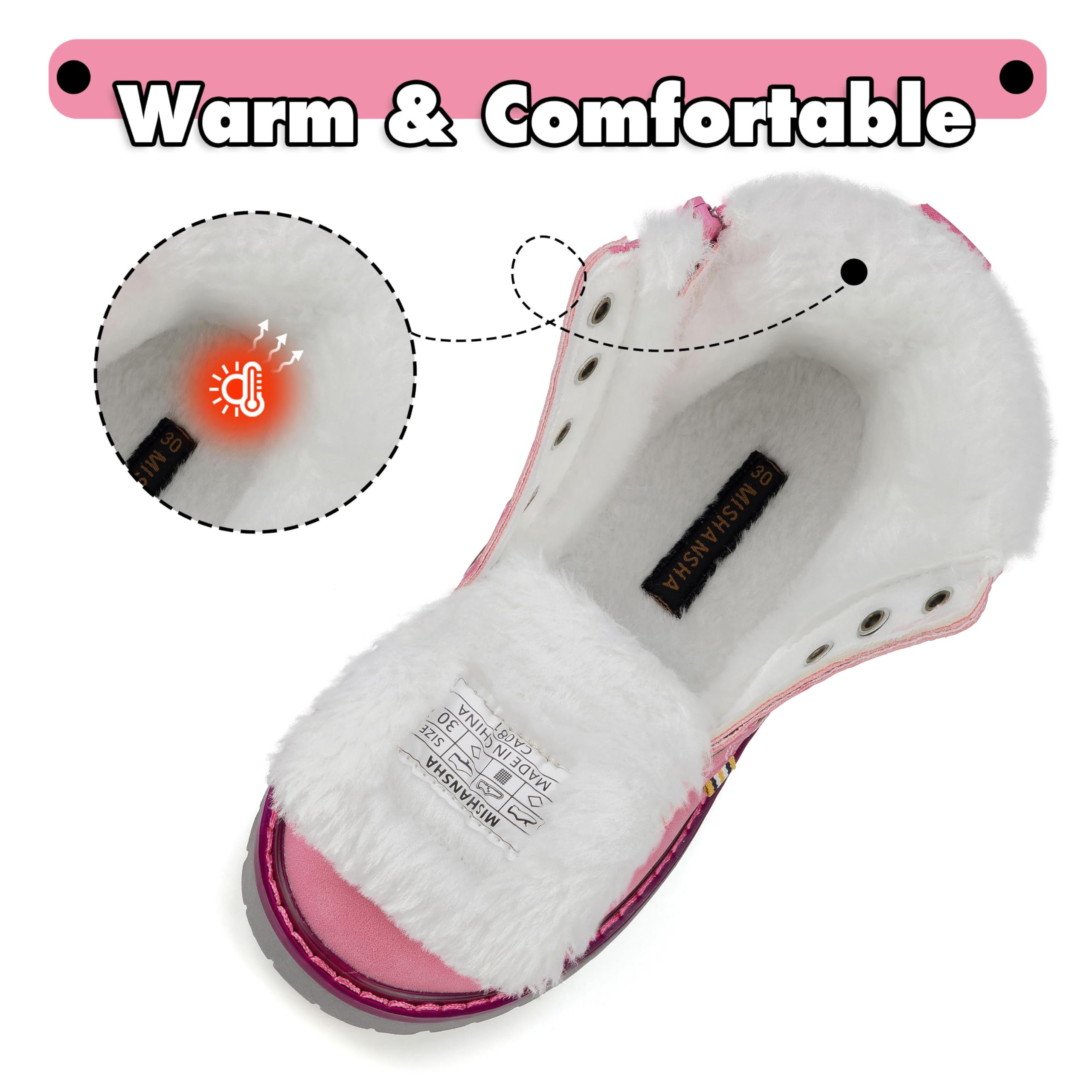 Mishansha Bambino Stivali da Neve Ragazzo Ragazza Inverno Antiscivolo Caldo Scarpe Unisex, GR.24-36