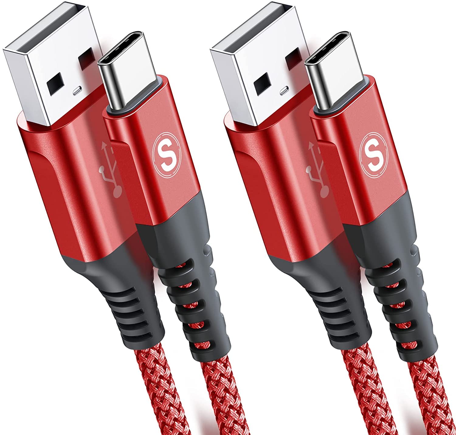 Cavo USB C 2 pezzi 2m, Cavo USB tipo C di ricarica in nylon tipo C, per Samsung Galaxy S10 S9 S8 Plus, Note10, Note9, M31, M20, A20e, A71, A51, A50, A40, A10e, A7, Mi9, Mi8,Redmi 8 Pro,LG.G7