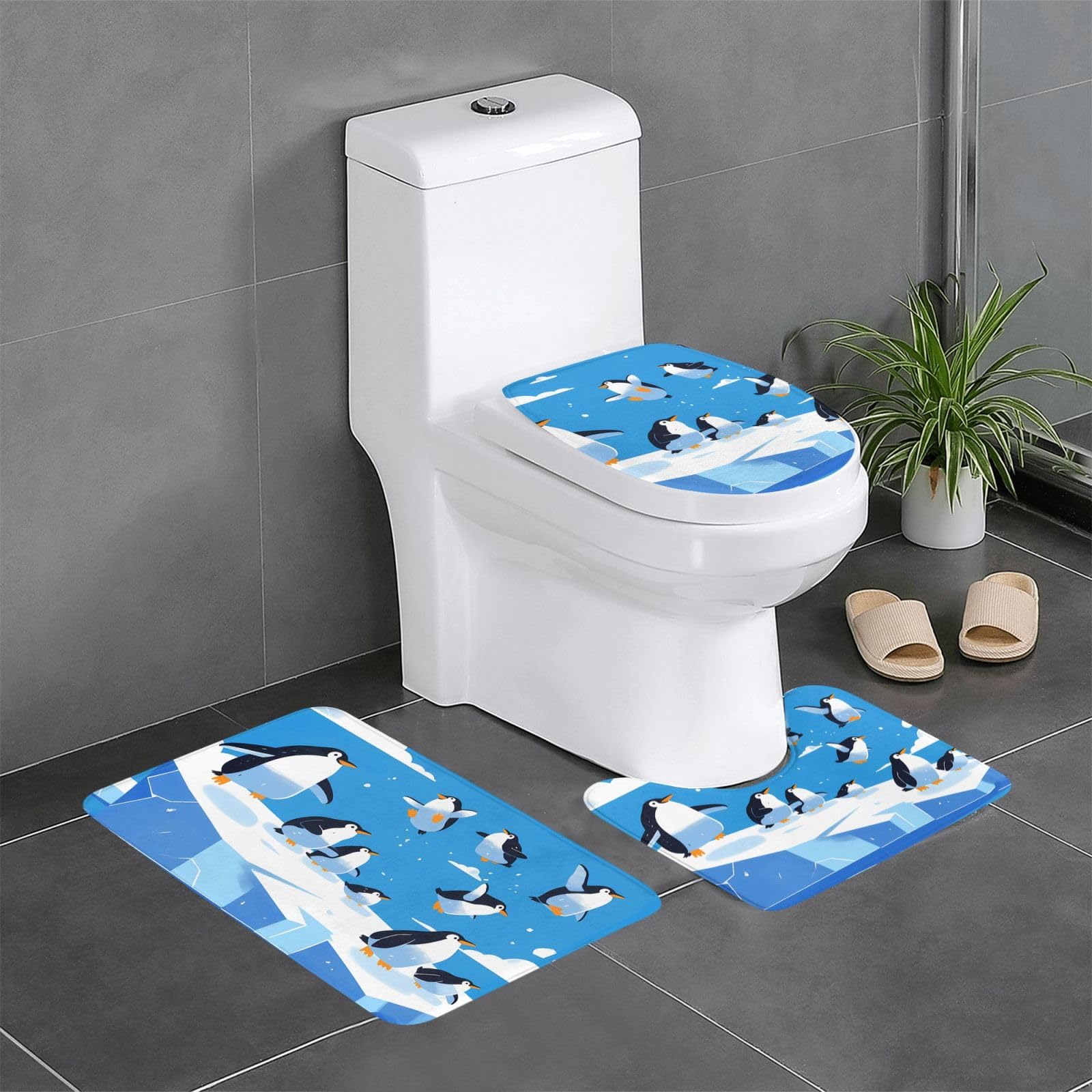 Tapis de salle de bain Penguins on The Iceberg pour WC et coiffeuse cosy