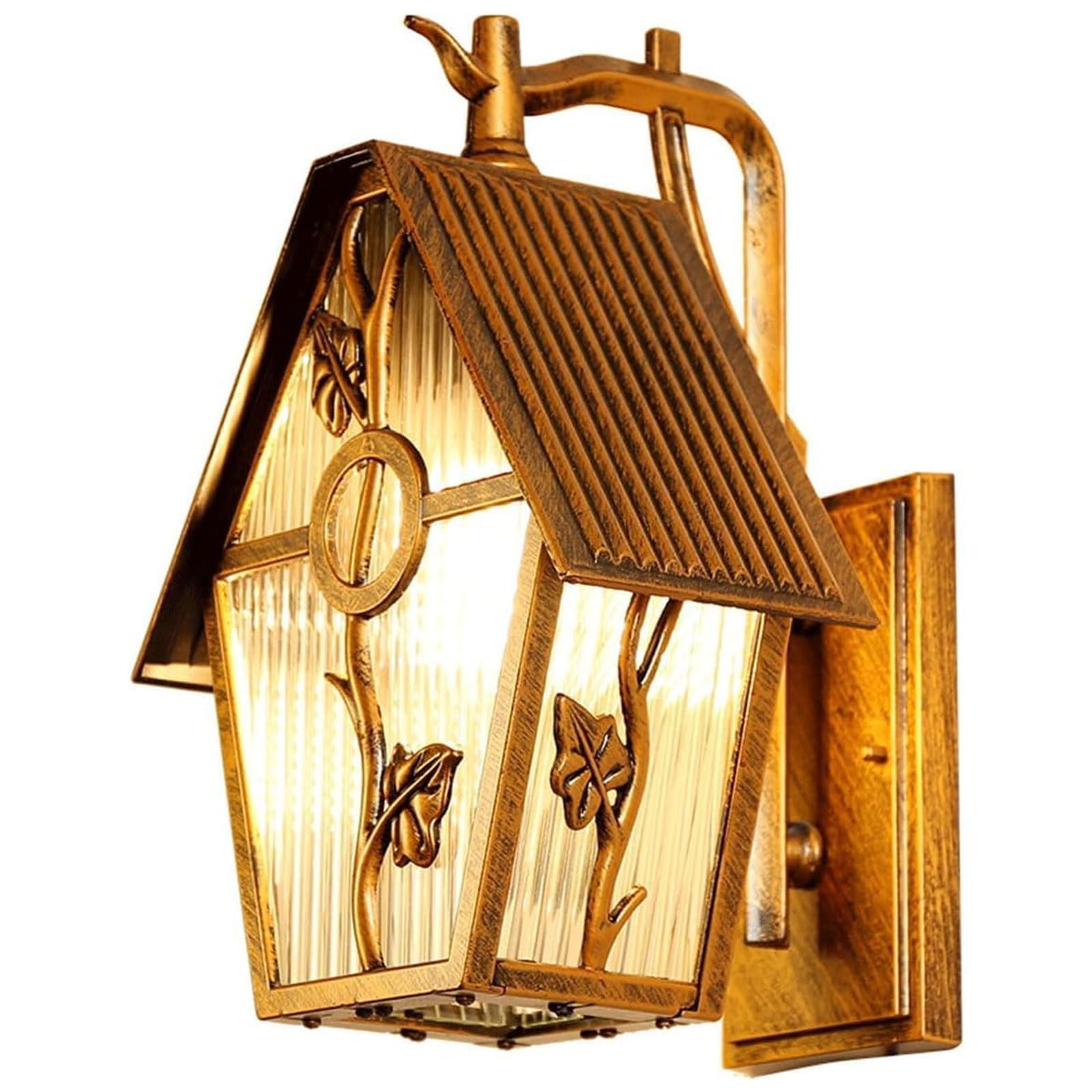 HUAYUSEDF Rustic Outdoor Wall Sconce - Vintage Lantern Light Fixture for Balcony, Garden, Courtyard, Fence Decorative Mounted Lamp for Exterior Spaces (2 Pack)(1 Pack)