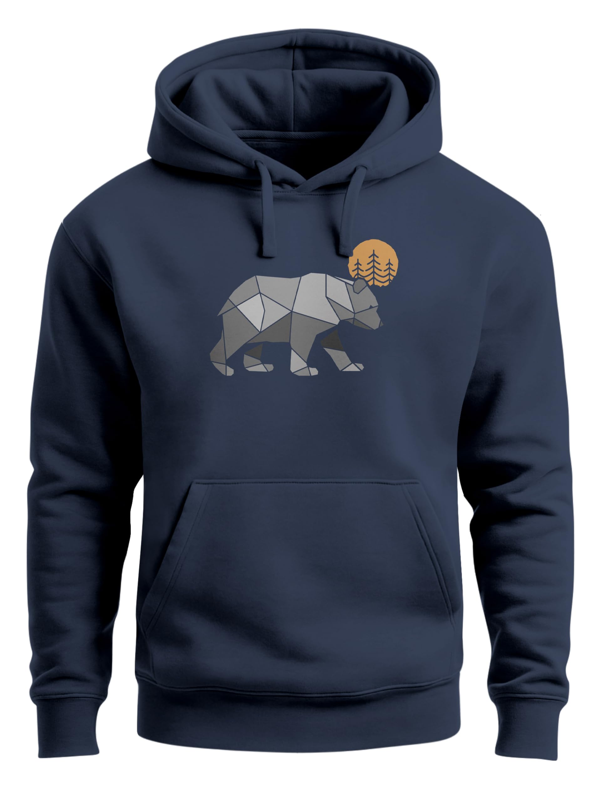 Neverless® Hoodie Herren Polygon Bär Mond Outdoor Wandern Natur Print Aufdruck Fashion Streetstyle