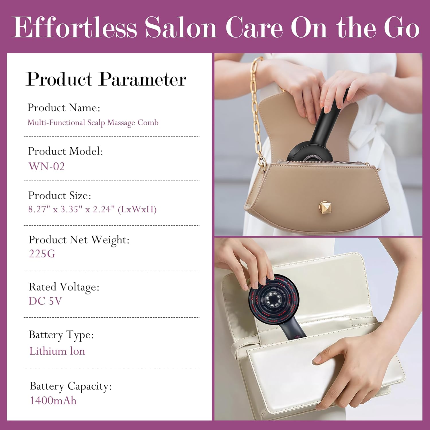3-in-1 Rechargeable Scalp Massager Hair Growth Oil Applicator, Gentle Scratching & Kneading, IPX7 Waterproof, Electric Head Massage Tool for Home Spa, Portable Scalp Brush for All Hair Types