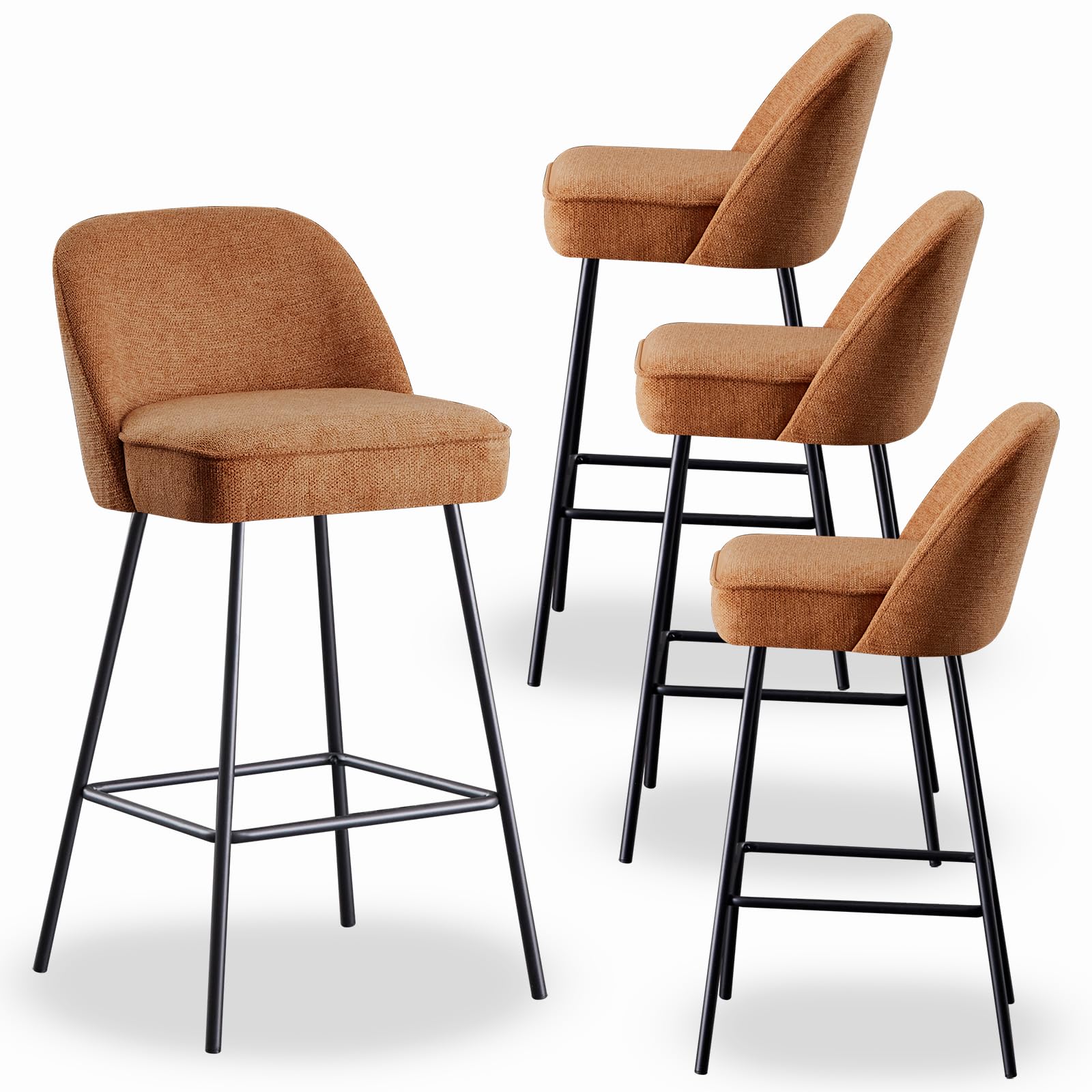Tabourets de bar en lin et coton au rembourrage à ressorts supérieur
