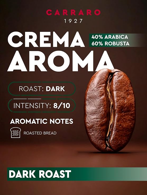 Carraro 1927 Crema Aroma Coffee Beans 6kg, Dark Roast