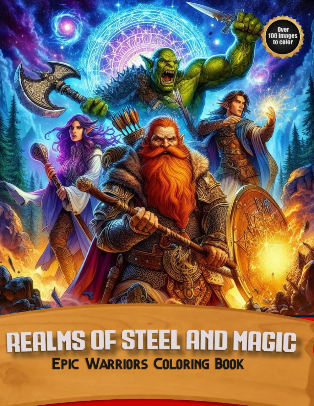 Realms of Steel and Magic: Epic Warriors Coloring Book