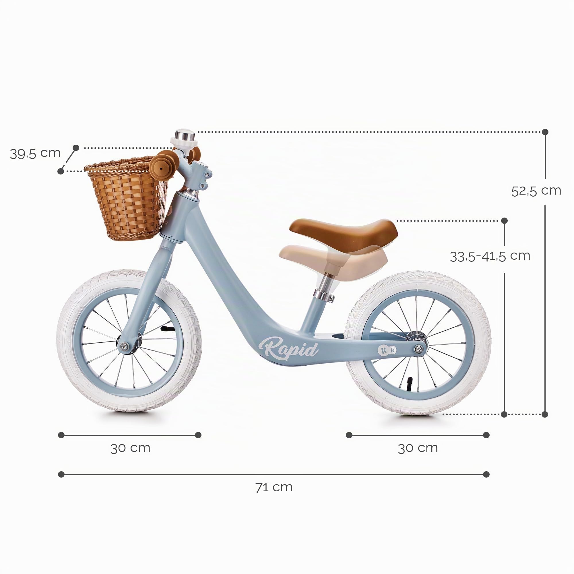 Kinderkraft RAPID Draisienne en Métal, Vélo sans Pédale, Velo Bebe, Siège Réglable, Style Rétro, Pour les enfants de 3 ans à 35 kg, Bleu