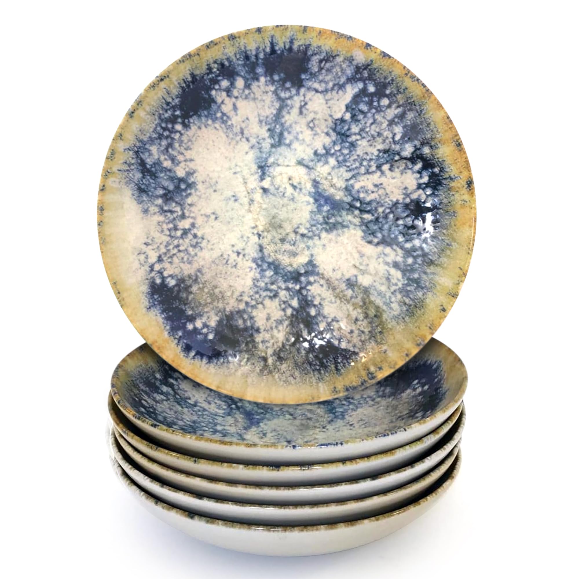 Gusto Buono Set di 6 piatti fondi/ciotole per pasta in smalto reattivo, 21 cm, blu scuro