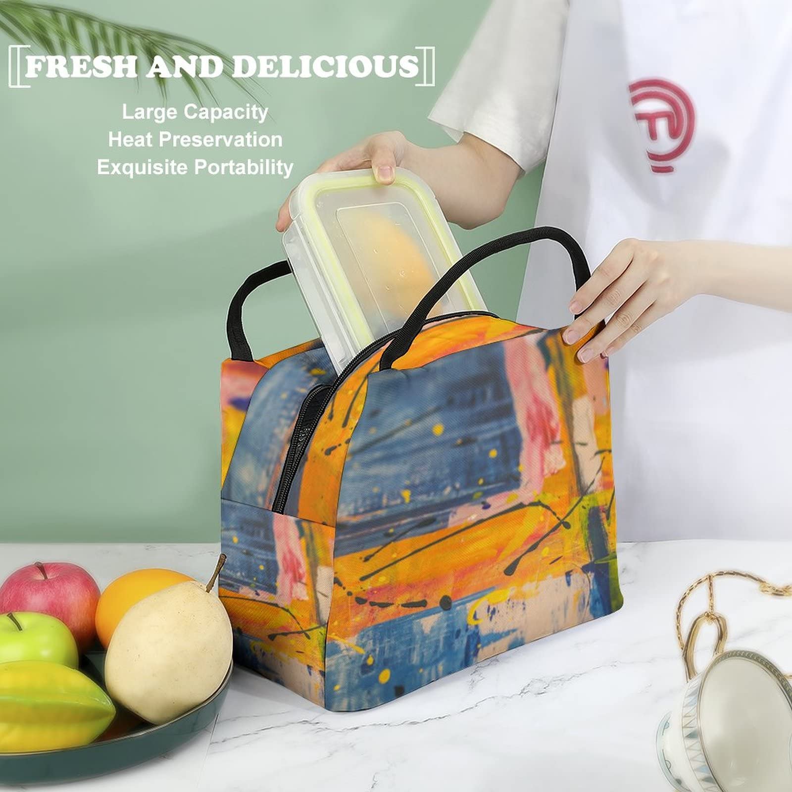 Sac à Lunch Isolé étanche - Pour école, Travail, Pique-nique - 25x14x22 Cm, Pliable