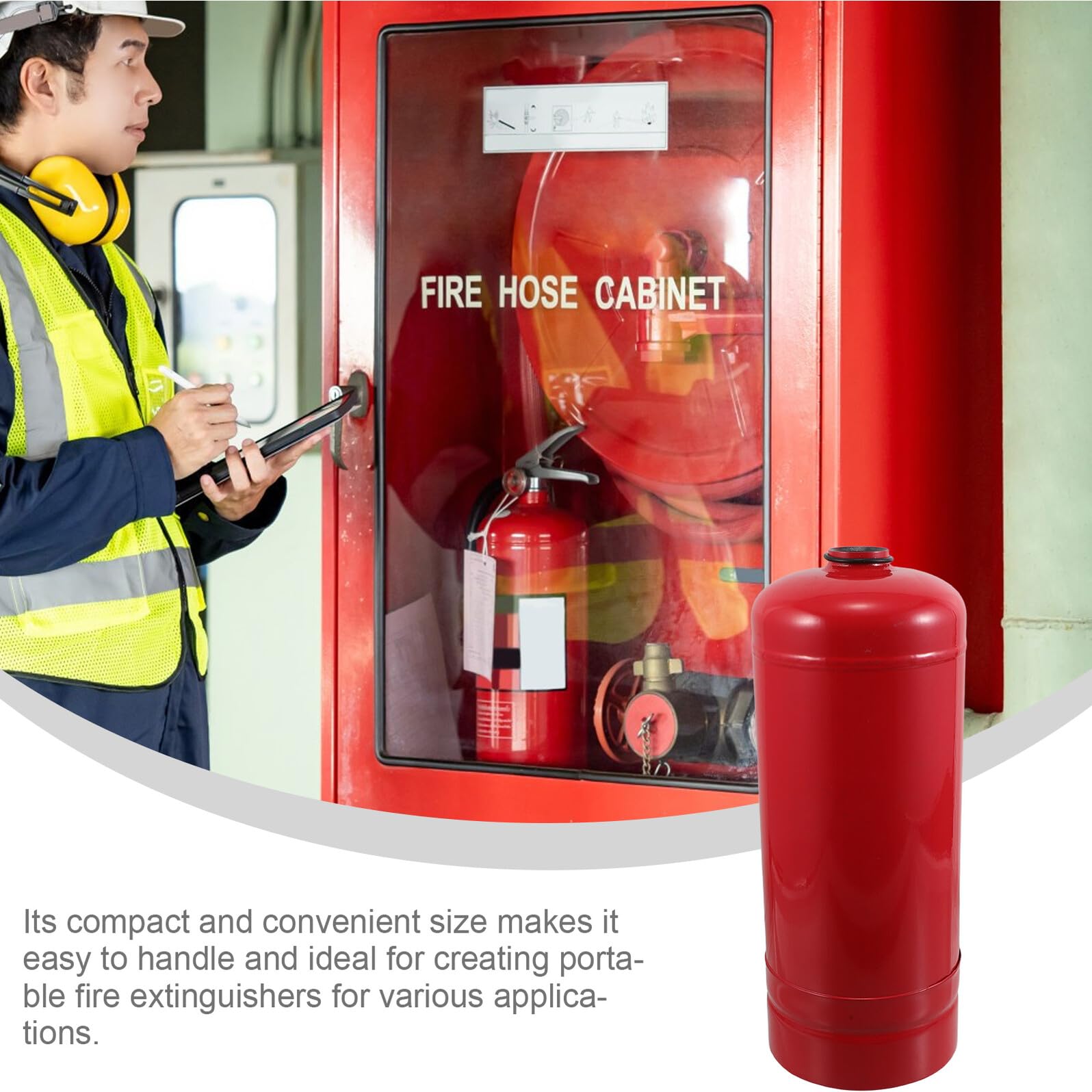 Baluue Corpo Estintore Vuoto in Acciaio Rosso da 2kg Resistente al Calore e Alta Pressione per Sicurezza Domestica e Garage Portatile