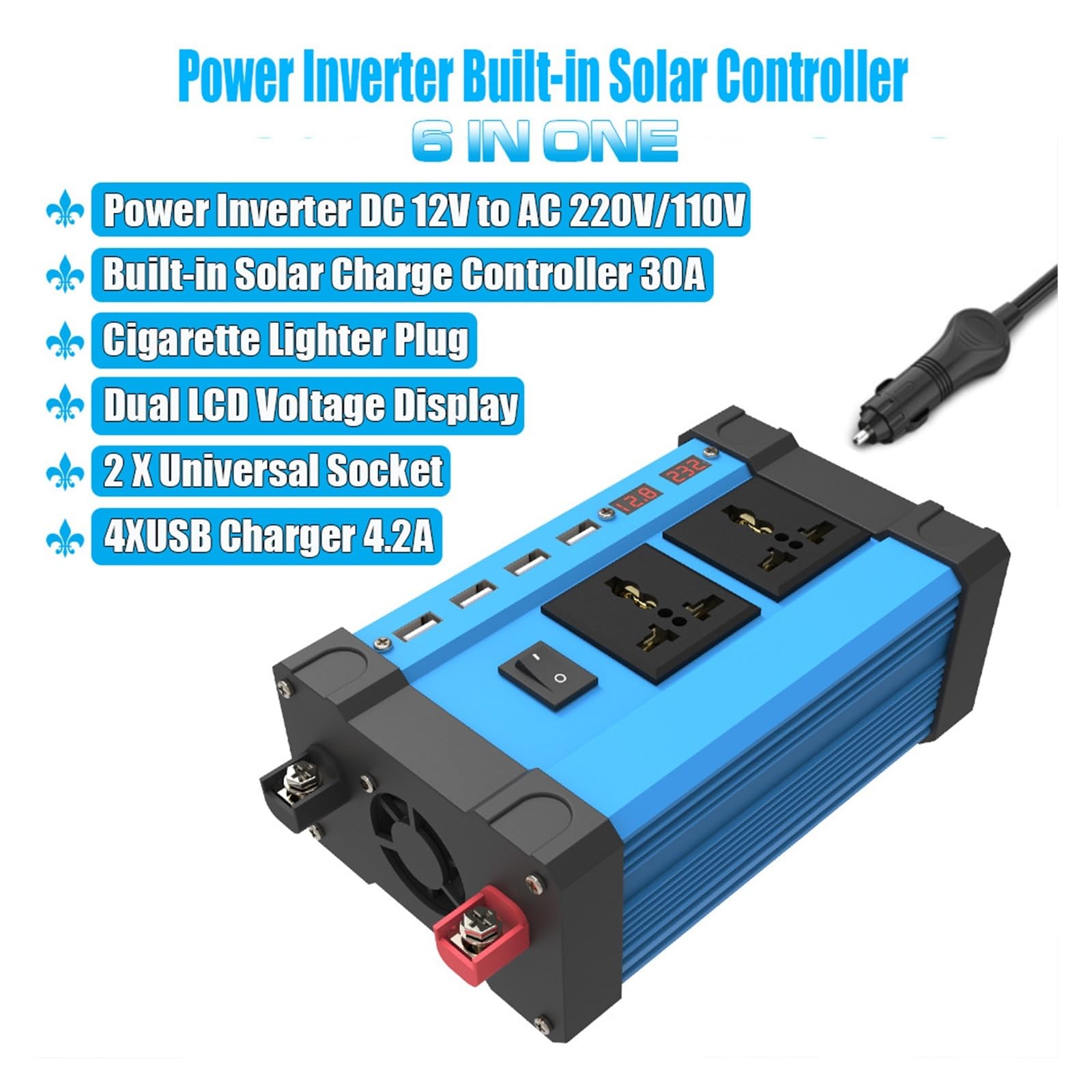 Microinversor Solar Inversor Solar 300W / 500W Micro Inversor CC A CA con Convertidor De Onda De Corrección MPPT Inversor Automático(No Built in mppt,300W)
